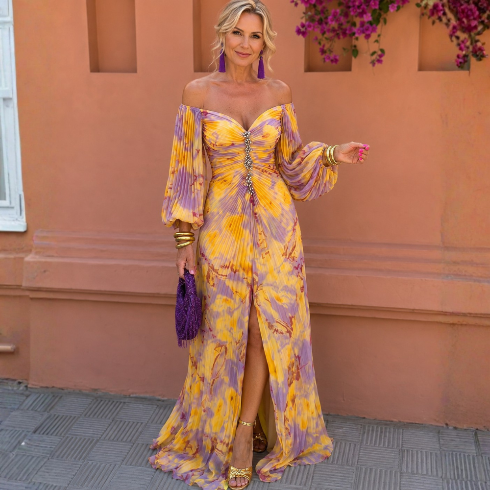 Viola | Abito lungo drappeggiato