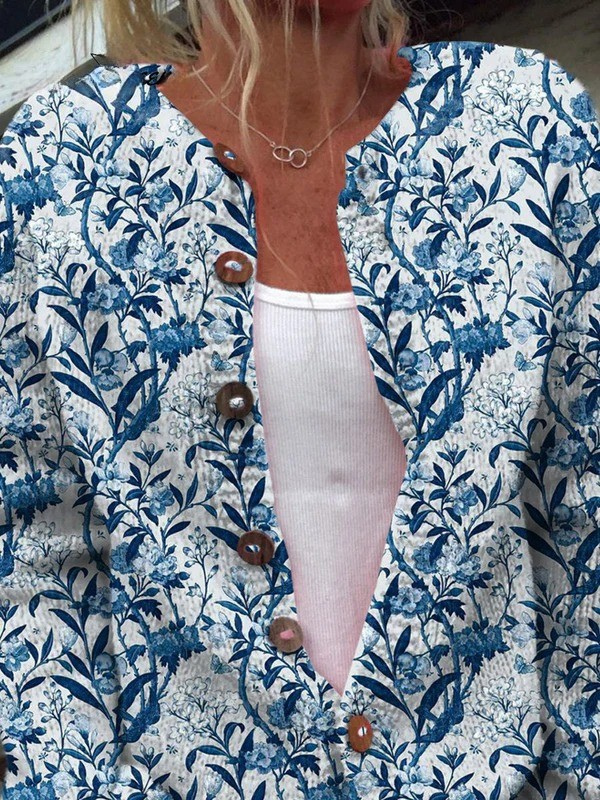 Teresa | Cardigan Vintage a Fiori con Bottoni Frontali