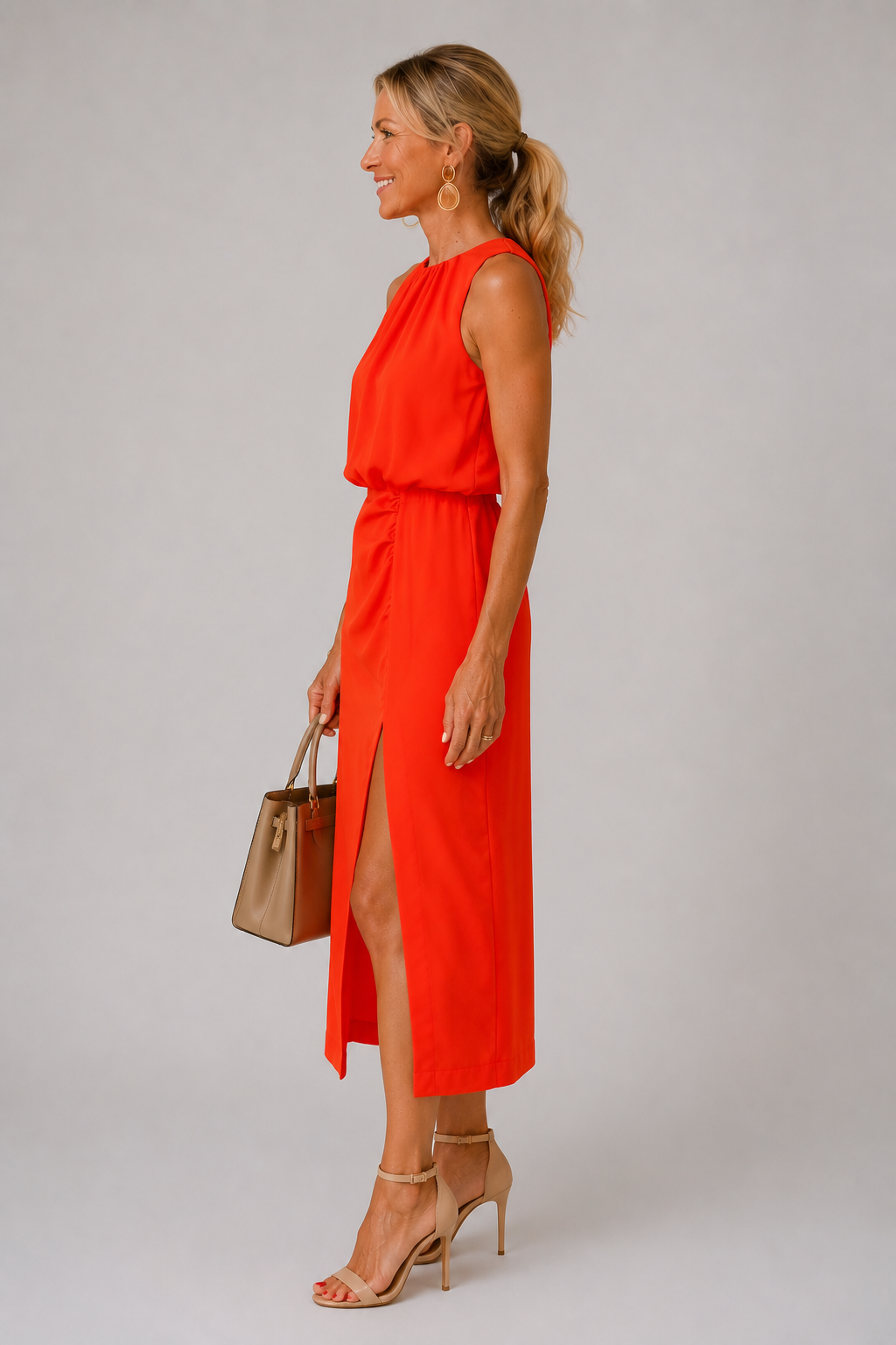 Elena | Abito midi con spacco