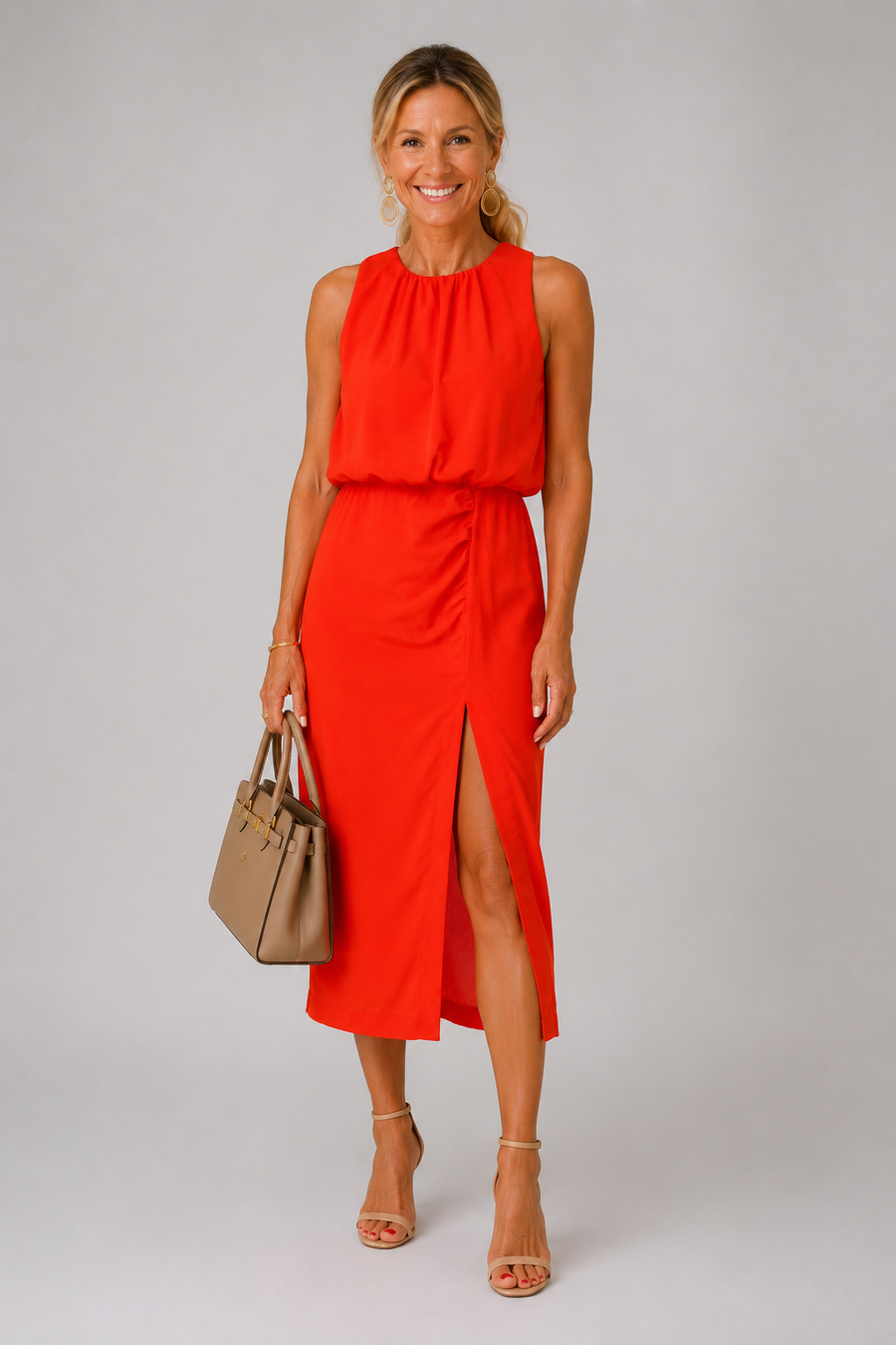 Elena | Abito midi con spacco