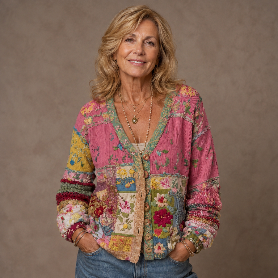 Caterina | Cardigan Patchwork Ricamato