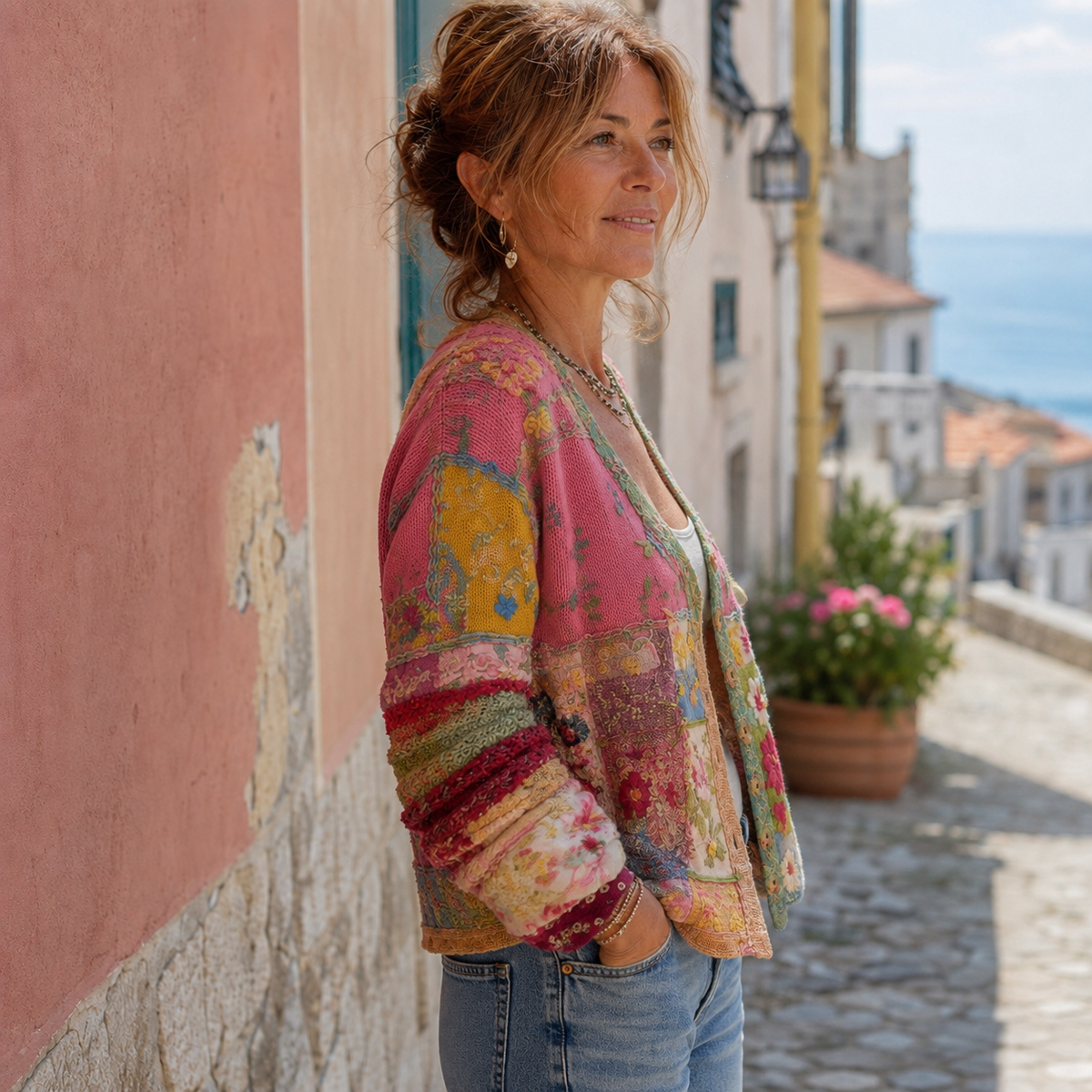 Caterina | Cardigan Patchwork Ricamato