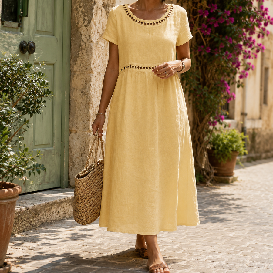 Beatrice | Abito midi fluido con dettagli traforati