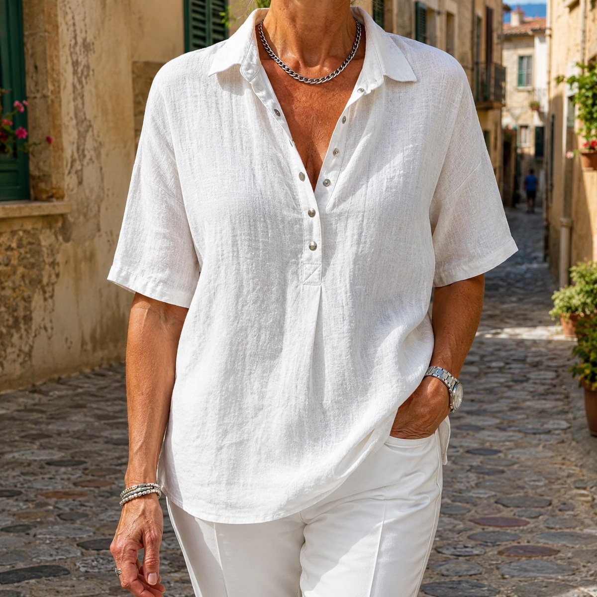 Alessia | Blusa morbida con bottoni