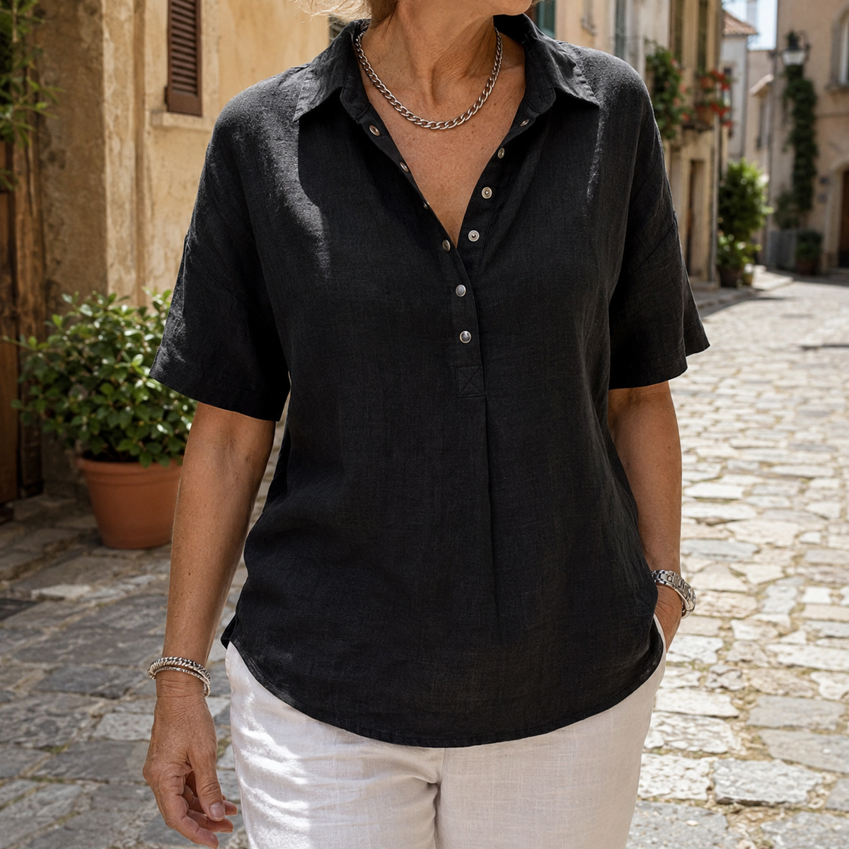 Alessia | Blusa morbida con bottoni