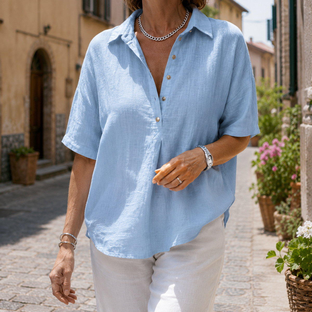 Alessia | Blusa morbida con bottoni
