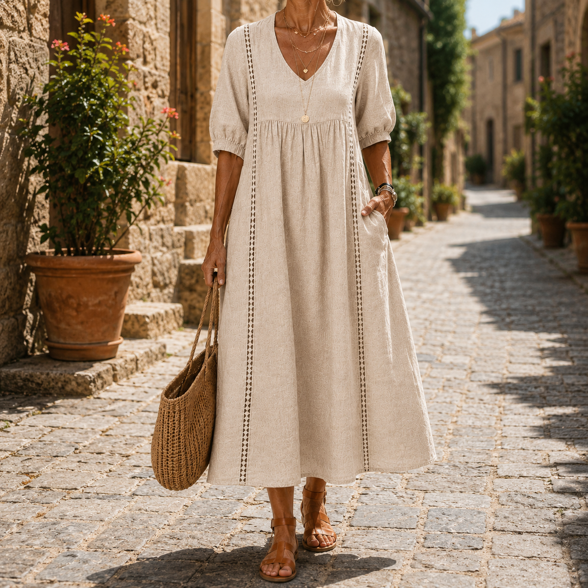 Flavia | Abito lungo con trafori
