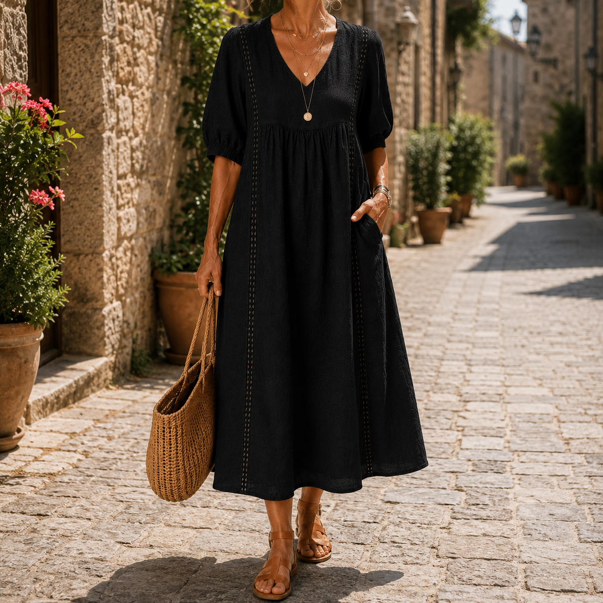 Flavia | Abito lungo con trafori