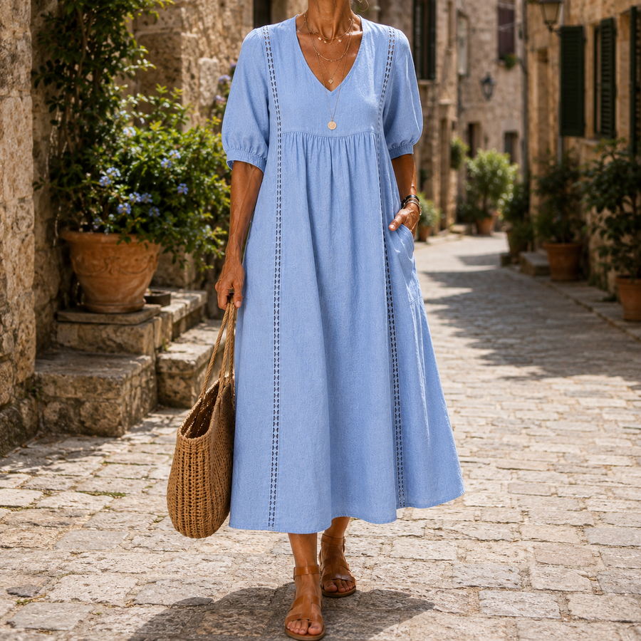Flavia | Abito lungo con trafori