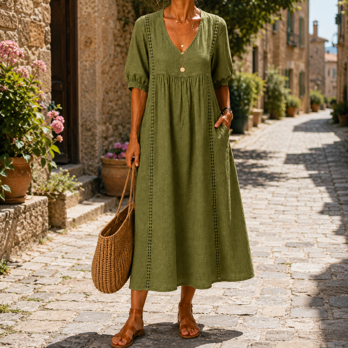 Flavia | Abito lungo con trafori