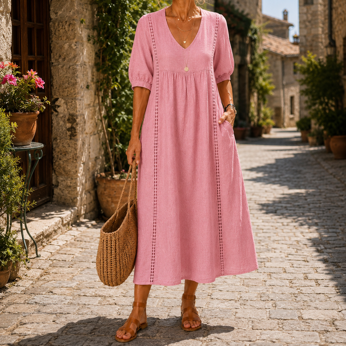 Flavia | Abito lungo con trafori