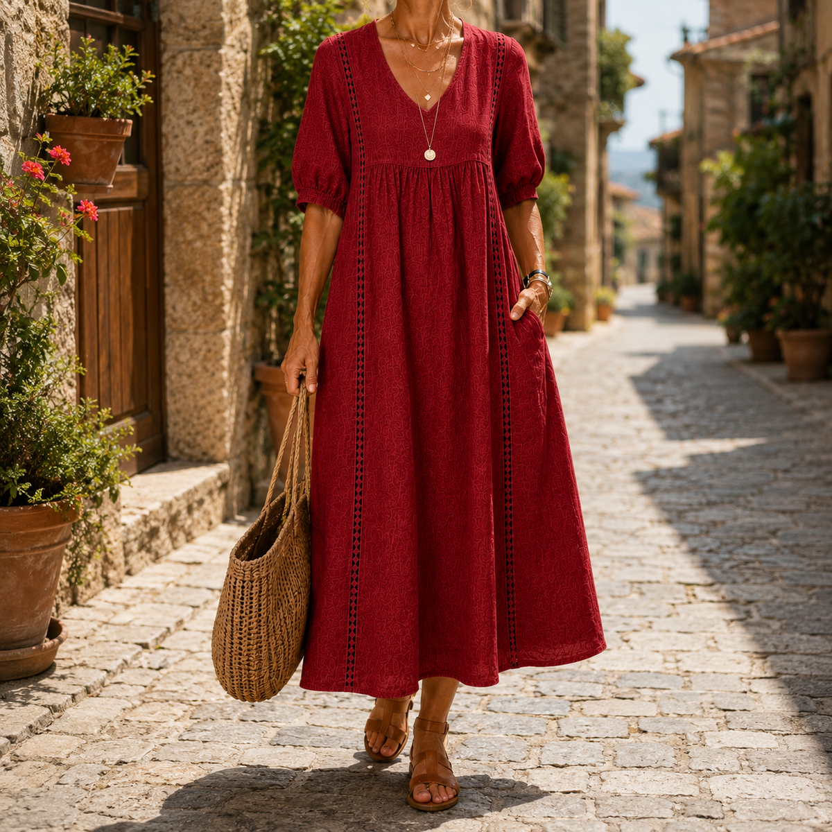 Flavia | Abito lungo con trafori