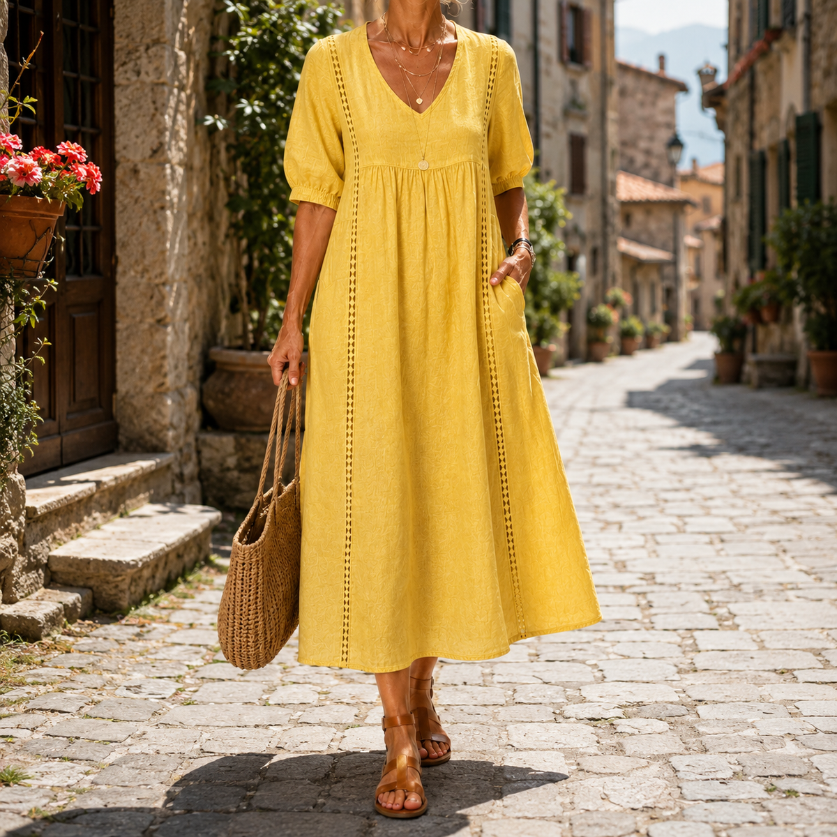 Flavia | Abito lungo con trafori