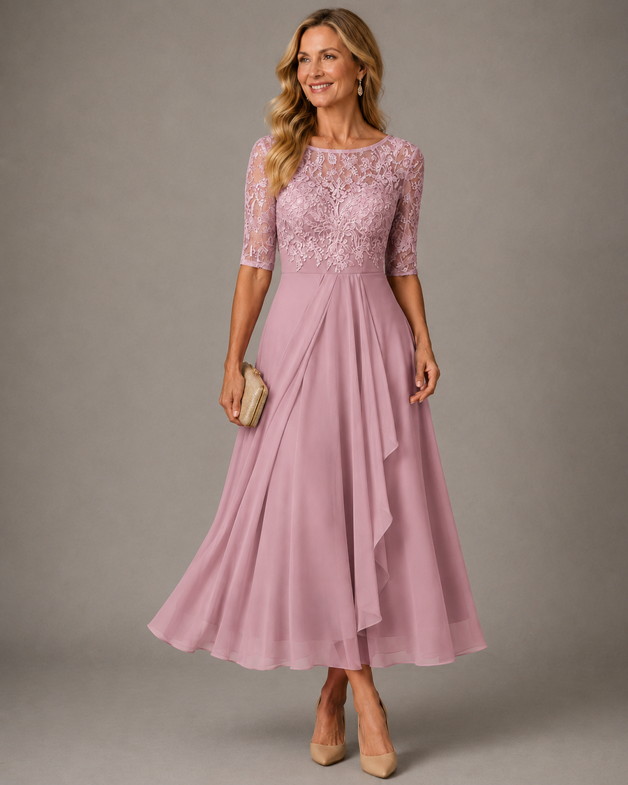 Romina | Abito Midi in Pizzo Slanciante
