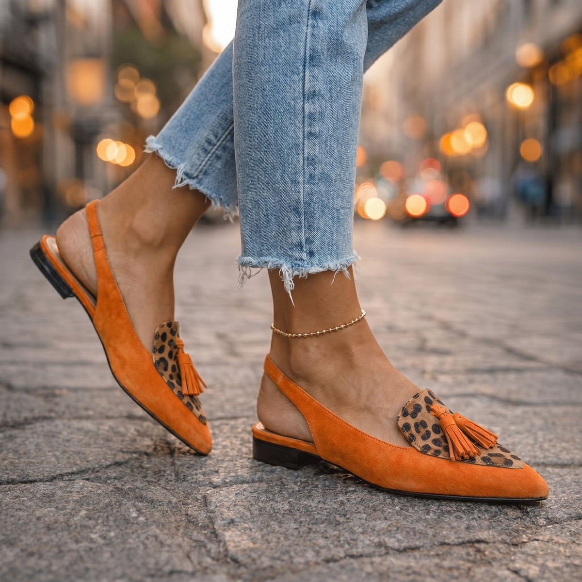 Ginevra | Slingback a punta con nappine decorative