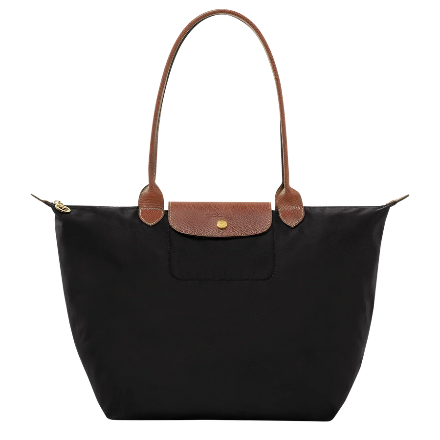 Borsa Grande Pieghevole in Nylon, Nero