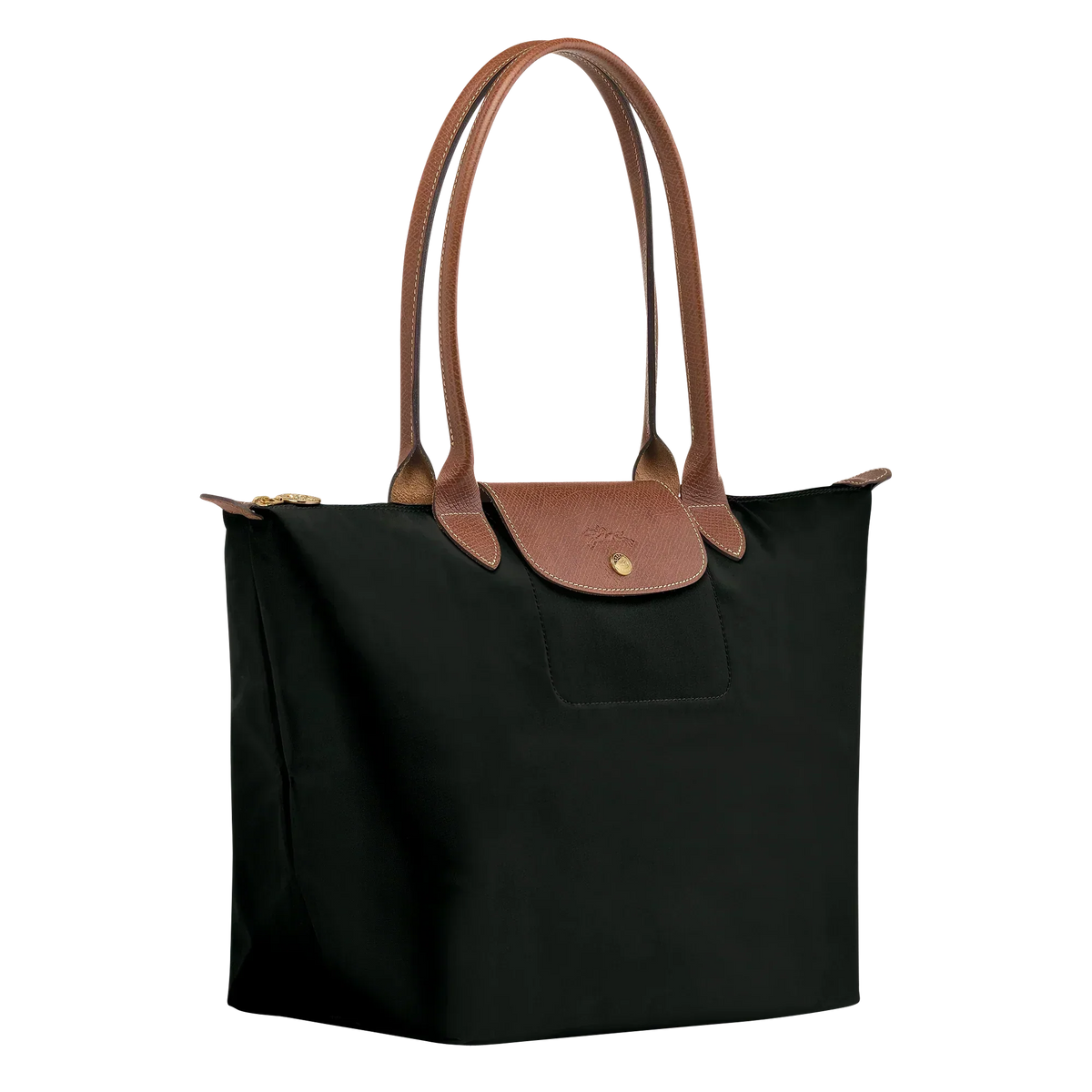 Borsa Grande Pieghevole in Nylon, Nero