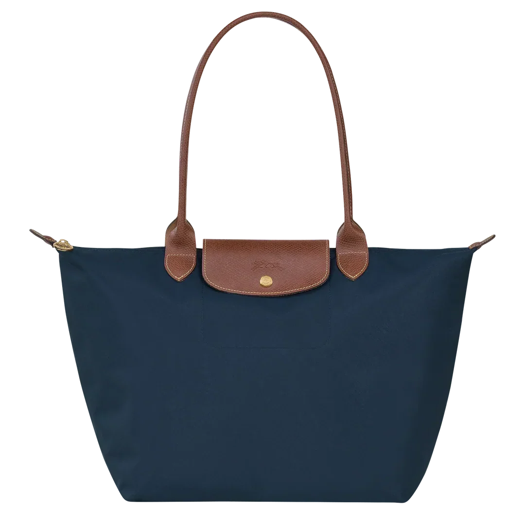 Borsa Grande Pieghevole in Nylon, Blu Navy
