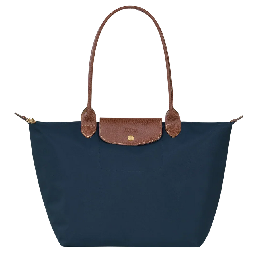 Borsa Grande Pieghevole in Nylon, Blu Navy