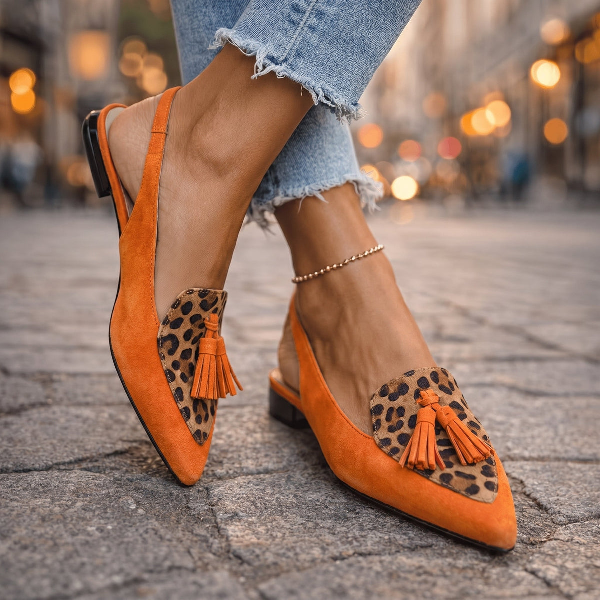 Ginevra | Slingback a punta con nappine decorative