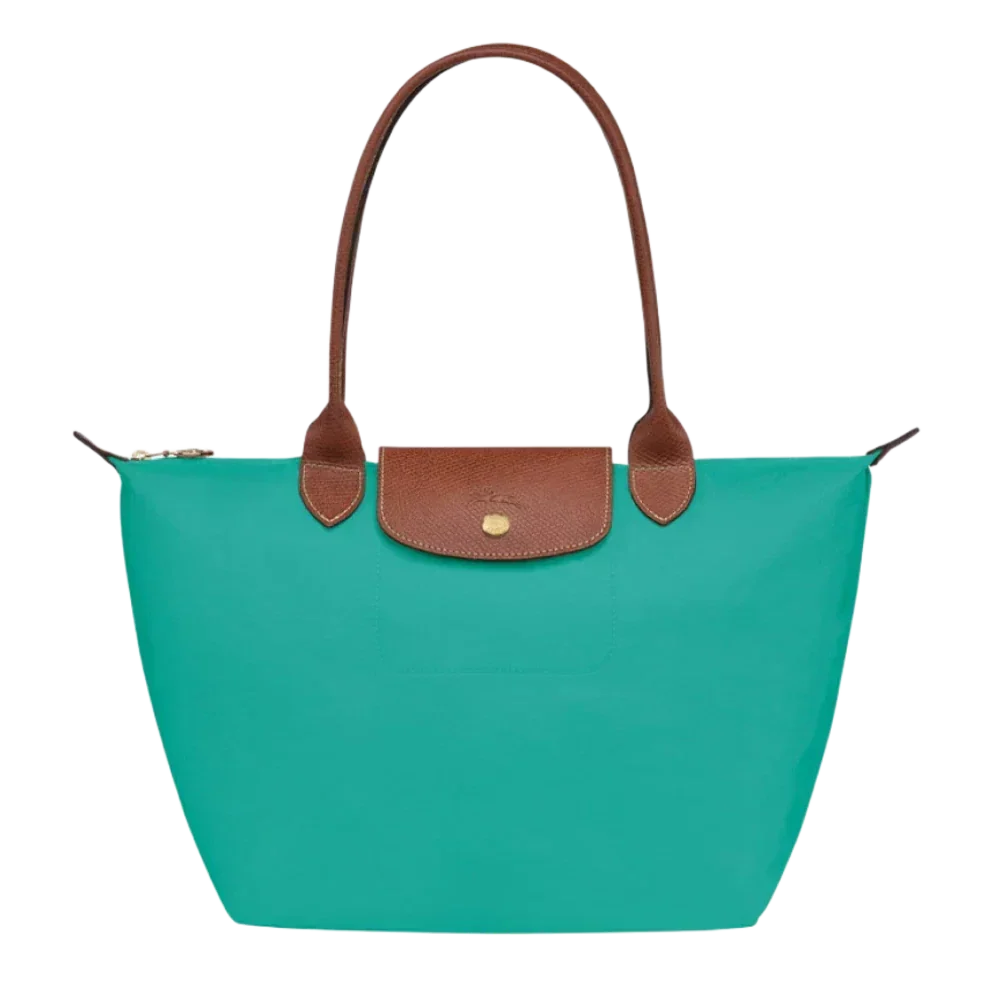 Borsa Grande Pieghevole in Nylon, Turchese