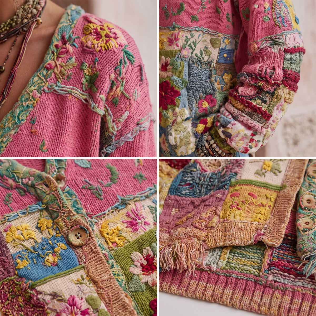 Caterina | Cardigan Patchwork Ricamato