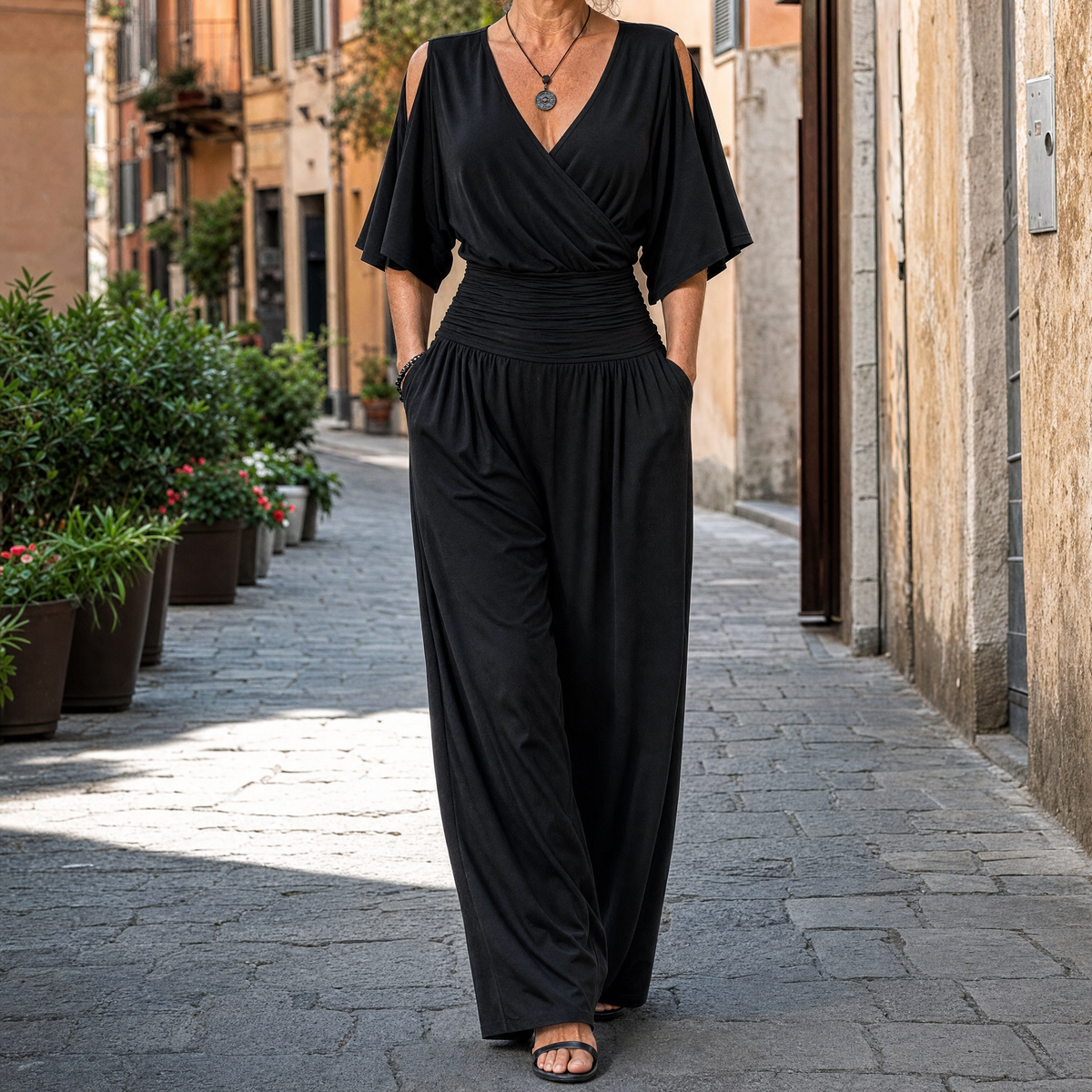 Rosanna | Tuta fluida con drappeggio